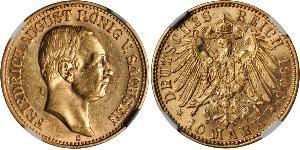 10 Mark 萨克森王国 (1806 - 1918) 金 弗里德里希·奥古斯特三世 (萨克森国王)