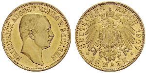 10 Mark 萨克森王国 (1806 - 1918) 金 弗里德里希·奥古斯特三世 (萨克森国王)