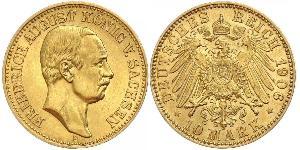 10 Mark 萨克森王国 (1806 - 1918) 金 弗里德里希·奥古斯特三世 (萨克森国王)