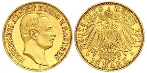 10 Mark 萨克森王国 (1806 - 1918) 金 弗里德里希·奥古斯特三世 (萨克森国王)