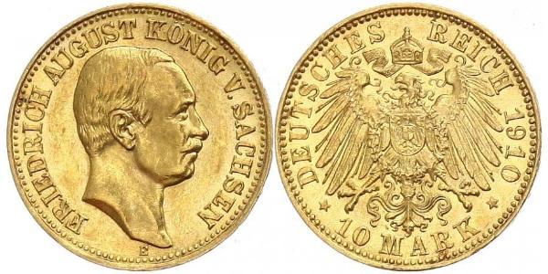10 Mark 萨克森王国 (1806 - 1918) 金 弗里德里希·奥古斯特三世 (萨克森国王)
