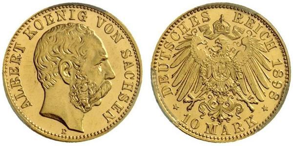 10 Mark 萨克森王国 (1806 - 1918) 金 阿尔贝特 (萨克森)