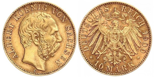 10 Mark 萨克森王国 (1806 - 1918) 金 阿尔贝特 (萨克森)