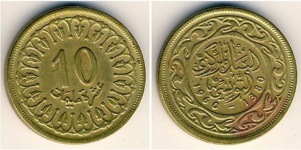 10 Millieme Tunisia 黃銅 