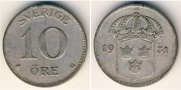 10 Ore Suède Argent 