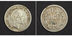 10 Ore Suecia Plata Óscar I de Suecia (1799-1859)