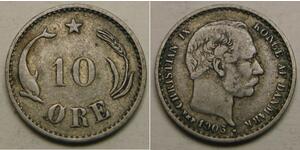 10 Ore Danemark  Christian IX de Danemark (1818-1906)