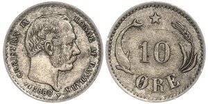 10 Ore Danemark  Christian IX de Danemark (1818-1906)