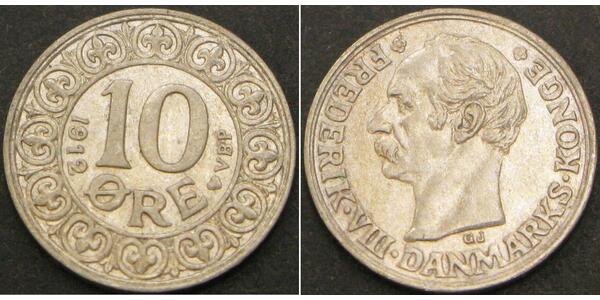 10 Ore Danemark  Frédéric VIII de Danemark (1843 - 1912)