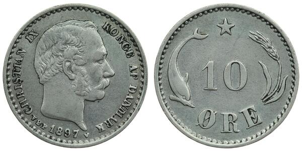 10 Ore Danemark  Christian IX de Danemark (1818-1906)