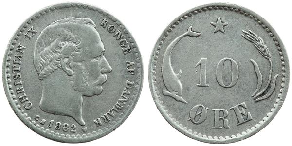 10 Ore Danemark  Christian IX de Danemark (1818-1906)