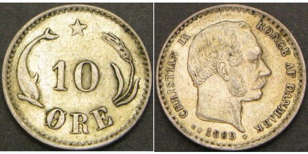 10 Ore Danemark  Christian IX de Danemark (1818-1906)