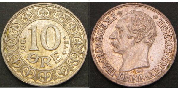 10 Ore Danemark  Frédéric VIII de Danemark (1843 - 1912)
