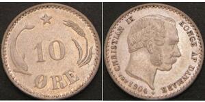 10 Ore Danimarca  Cristiano IX di Danimarca (1818-1906)