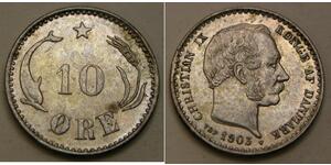 10 Ore Danimarca  Cristiano IX di Danimarca (1818-1906)