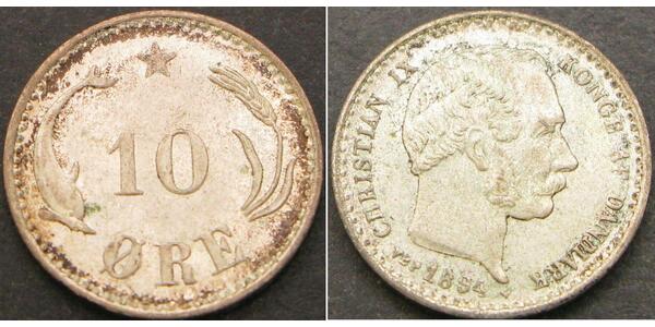 10 Ore Danimarca  Cristiano IX di Danimarca (1818-1906)