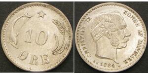 10 Ore Denmark  Christian IX of Denmark (1818-1906)