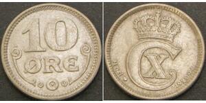 10 Ore Denmark  Christian X of Denmark (1870 - 1947)
