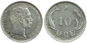 10 Ore Denmark  Christian IX of Denmark (1818-1906)