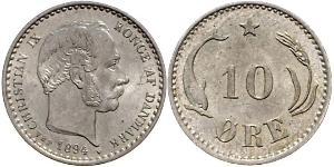 10 Ore Denmark  Christian IX of Denmark (1818-1906)