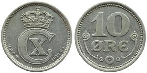 10 Ore Denmark  Christian X of Denmark (1870 - 1947)