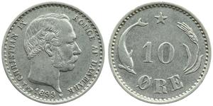 10 Ore Denmark  Christian IX of Denmark (1818-1906)