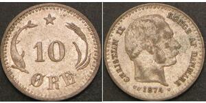 10 Ore Denmark  Christian IX of Denmark (1818-1906)
