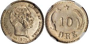 10 Ore Denmark  Christian IX of Denmark (1818-1906)