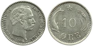 10 Ore Denmark  Christian IX of Denmark (1818-1906)