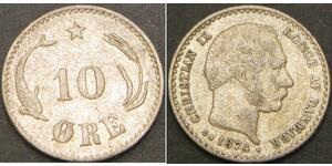 10 Ore Denmark  Christian IX of Denmark (1818-1906)
