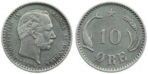 10 Ore Denmark  Christian IX of Denmark (1818-1906)