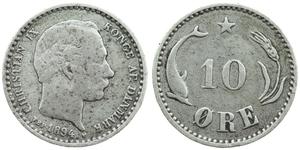 10 Ore Denmark  Christian IX of Denmark (1818-1906)