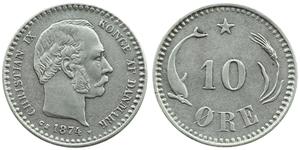10 Ore Denmark  Christian IX of Denmark (1818-1906)