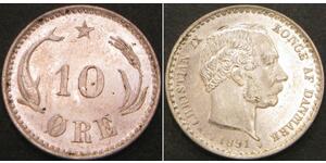 10 Ore Denmark  Christian IX of Denmark (1818-1906)