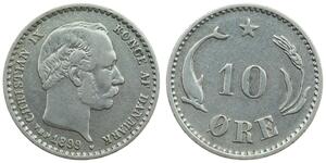 10 Ore Denmark  Christian IX of Denmark (1818-1906)