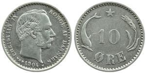 10 Ore Denmark  Christian IX of Denmark (1818-1906)