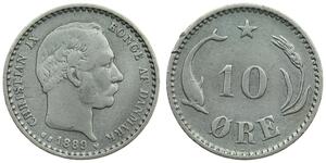 10 Ore Denmark  Christian IX of Denmark (1818-1906)