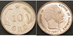 10 Ore Denmark  Christian IX of Denmark (1818-1906)