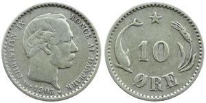 10 Ore Denmark  Christian IX of Denmark (1818-1906)