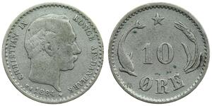 10 Ore Denmark  Christian IX of Denmark (1818-1906)