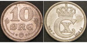 10 Ore Denmark  Christian X of Denmark (1870 - 1947)