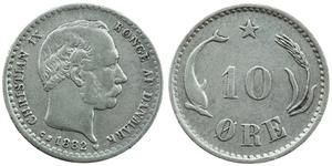 10 Ore Denmark  Christian IX of Denmark (1818-1906)