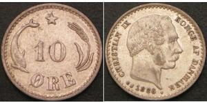10 Ore Denmark  Christian IX of Denmark (1818-1906)