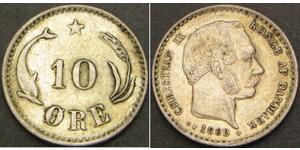 10 Ore Denmark  Christian IX of Denmark (1818-1906)
