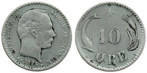 10 Ore Denmark  Christian IX of Denmark (1818-1906)