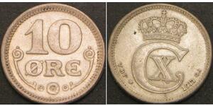 10 Ore Denmark  Christian X of Denmark (1870 - 1947)