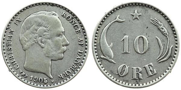 10 Ore Denmark  Christian IX of Denmark (1818-1906)