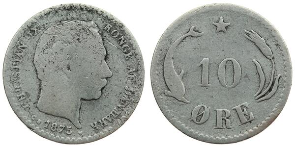 10 Ore Denmark  Christian IX of Denmark (1818-1906)