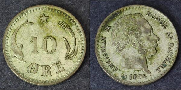 10 Ore Denmark  Christian IX of Denmark (1818-1906)