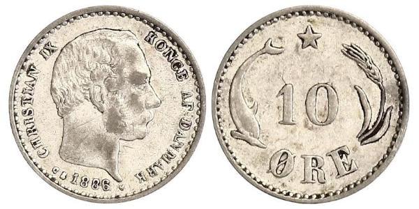 10 Ore Denmark  Christian IX of Denmark (1818-1906)